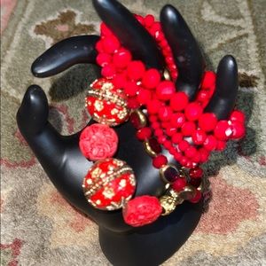 Happy New Year red glass bead stack